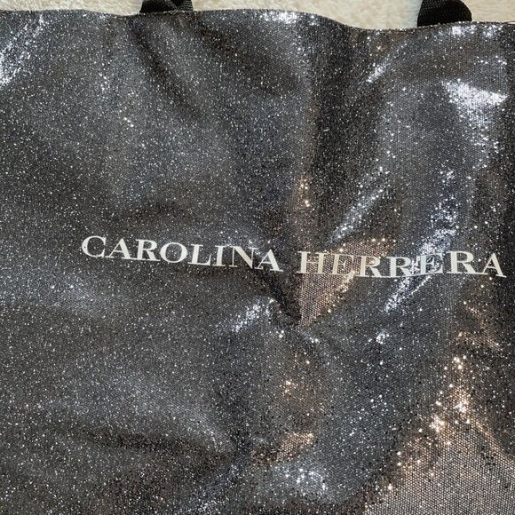 CAROLINA HERRERA Good Girl perfume Glitter open Tote Bag Silver grey sparkle XL - Picture 7 of 8
